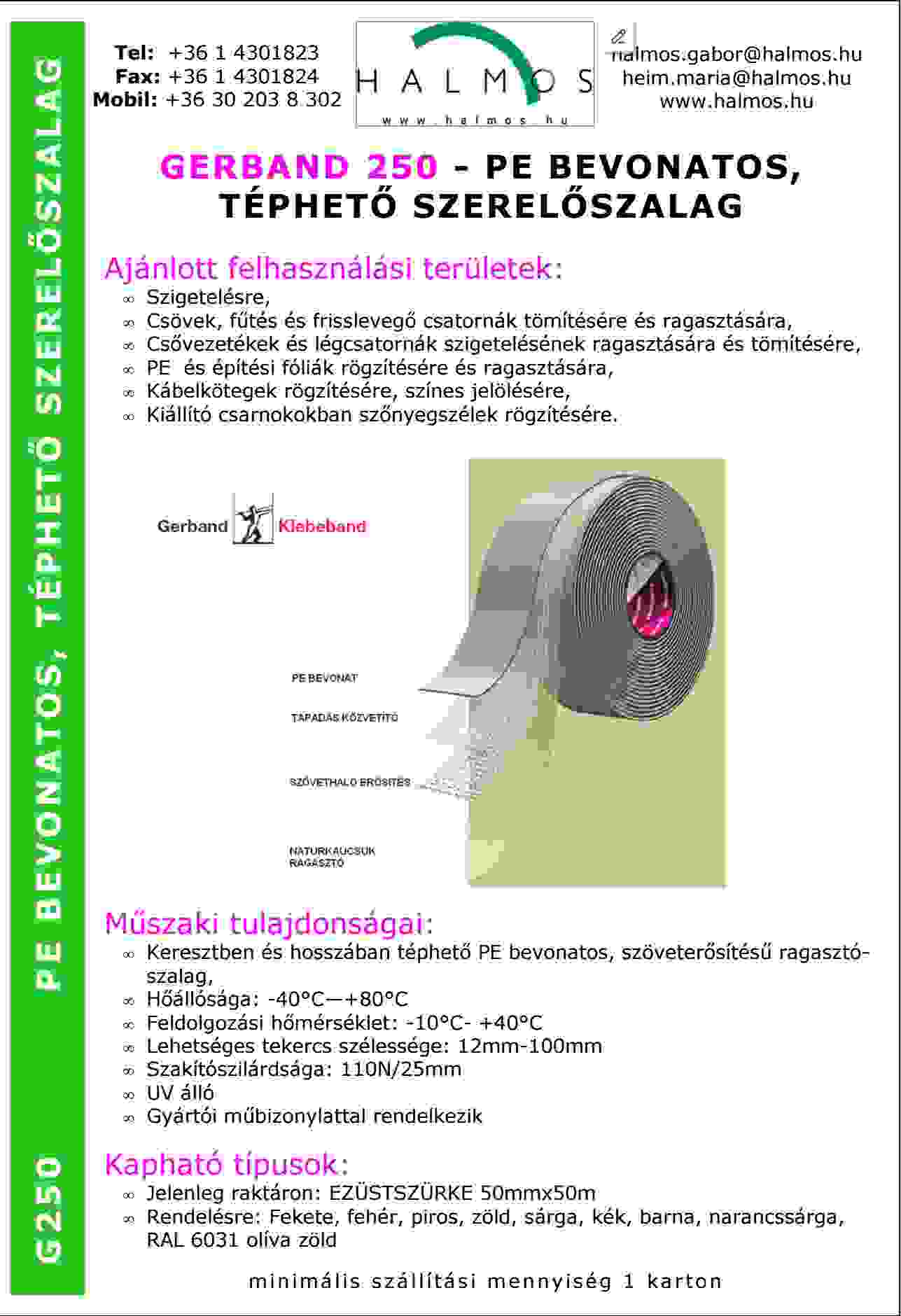 Gerband 250 adatlap